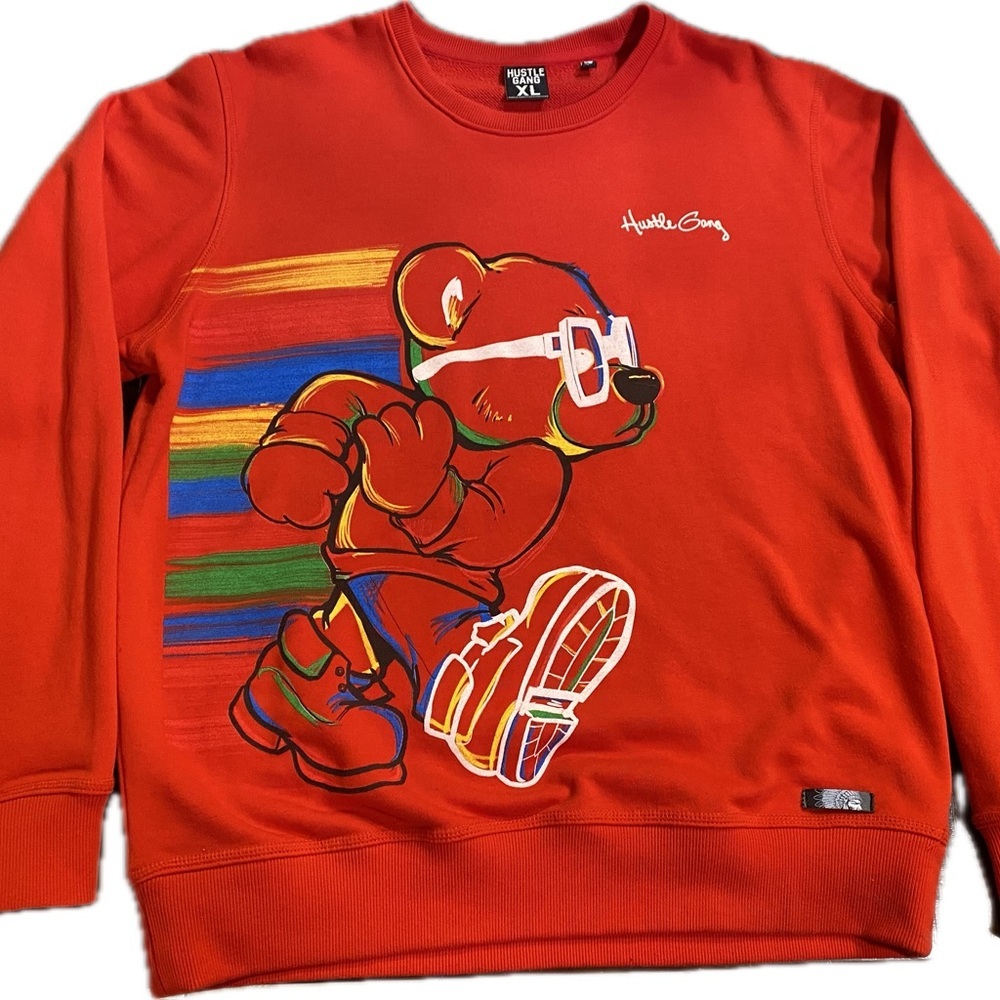 Hustle Gang Red Graphic Sweater for Men